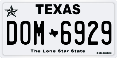 TX license plate DOM6929