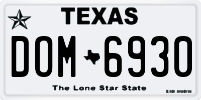 TX license plate DOM6930