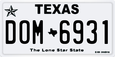 TX license plate DOM6931
