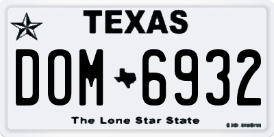 TX license plate DOM6932