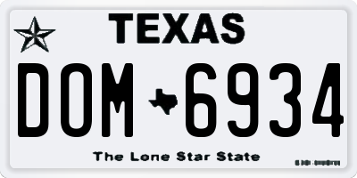 TX license plate DOM6934