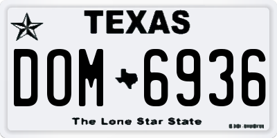 TX license plate DOM6936