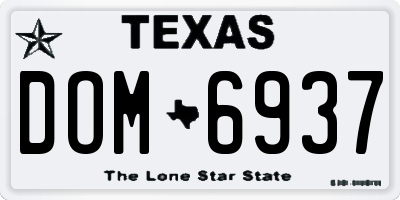 TX license plate DOM6937
