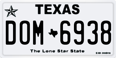 TX license plate DOM6938