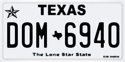 TX license plate DOM6940