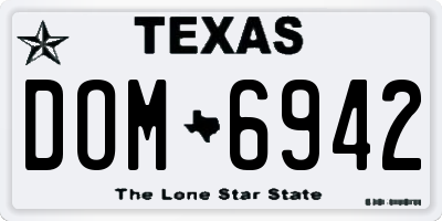 TX license plate DOM6942