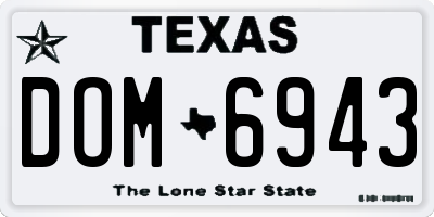 TX license plate DOM6943