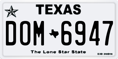 TX license plate DOM6947