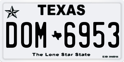 TX license plate DOM6953