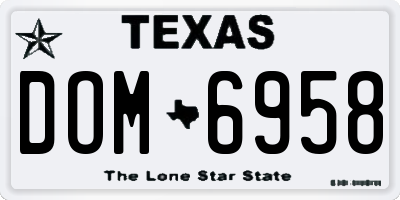 TX license plate DOM6958