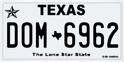TX license plate DOM6962