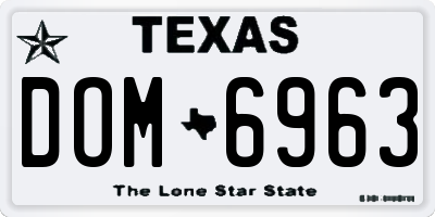 TX license plate DOM6963