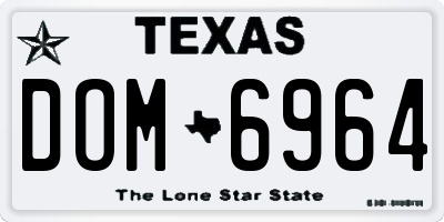 TX license plate DOM6964