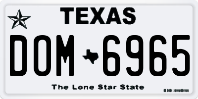 TX license plate DOM6965