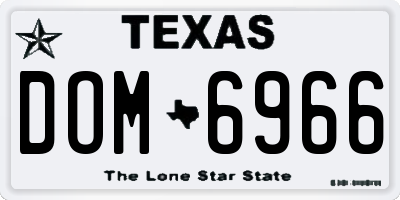 TX license plate DOM6966