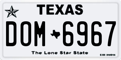 TX license plate DOM6967