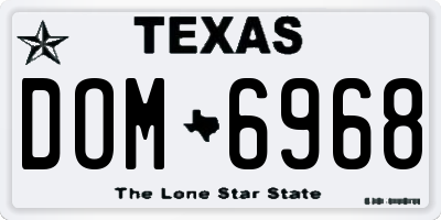 TX license plate DOM6968