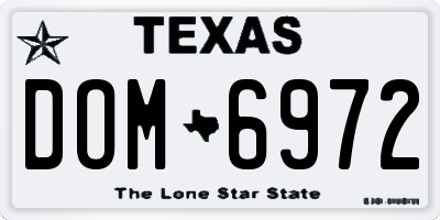 TX license plate DOM6972