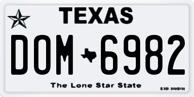 TX license plate DOM6982