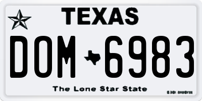 TX license plate DOM6983