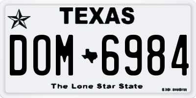 TX license plate DOM6984