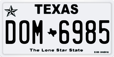 TX license plate DOM6985