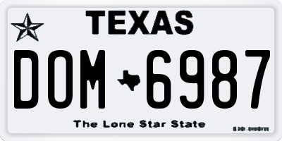 TX license plate DOM6987