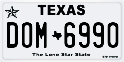 TX license plate DOM6990