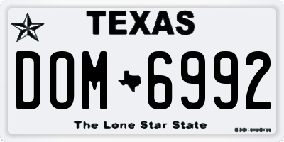 TX license plate DOM6992