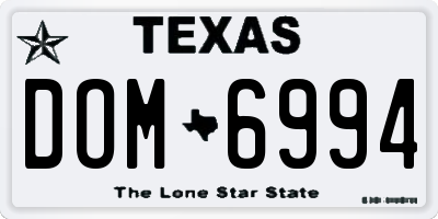 TX license plate DOM6994