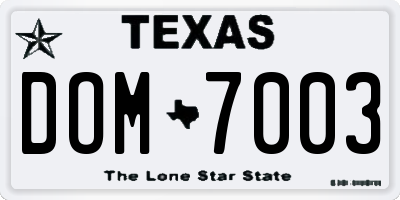 TX license plate DOM7003