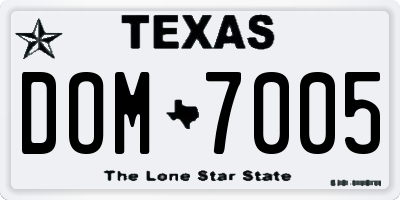 TX license plate DOM7005