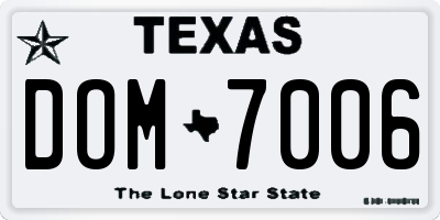 TX license plate DOM7006
