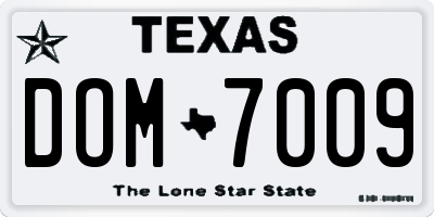 TX license plate DOM7009