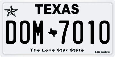 TX license plate DOM7010