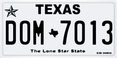 TX license plate DOM7013