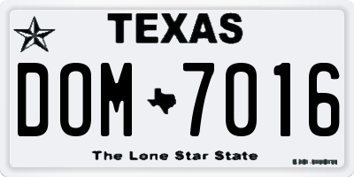 TX license plate DOM7016