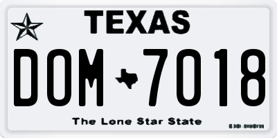 TX license plate DOM7018