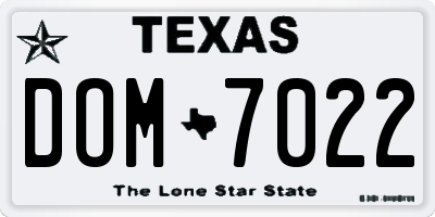 TX license plate DOM7022