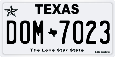 TX license plate DOM7023