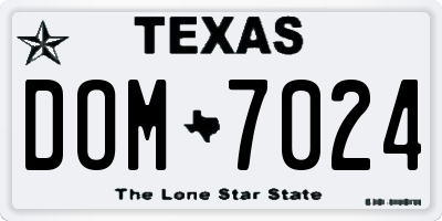 TX license plate DOM7024