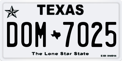 TX license plate DOM7025
