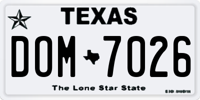 TX license plate DOM7026