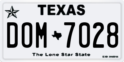 TX license plate DOM7028