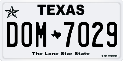 TX license plate DOM7029