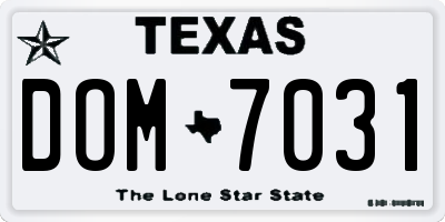 TX license plate DOM7031