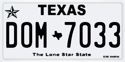 TX license plate DOM7033