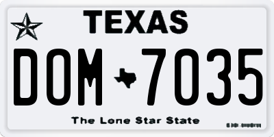 TX license plate DOM7035