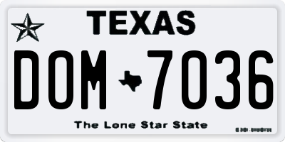 TX license plate DOM7036