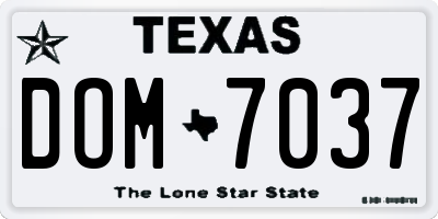 TX license plate DOM7037